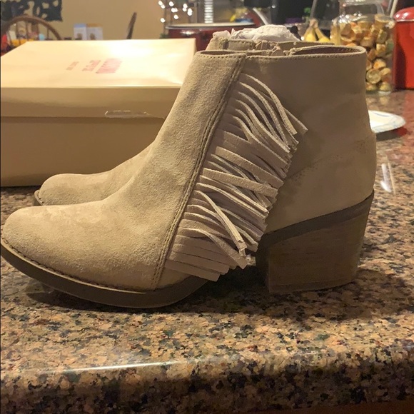 Mossimo Supply Co. Shoes - Taupe/Tan Ankle Booties w/ Fringe